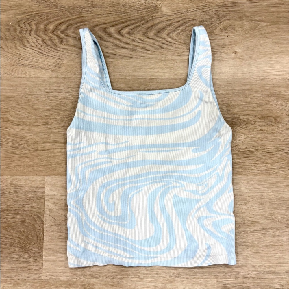Blue and White Swirl Tank Top